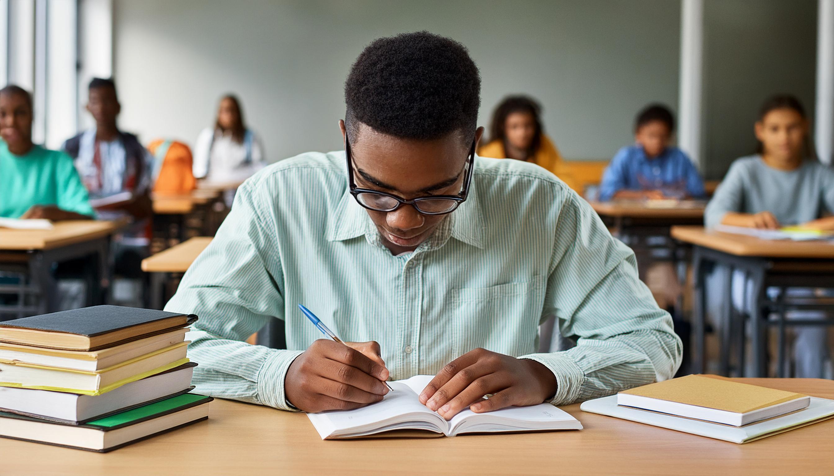 A South African student carrying textbooks, supported by EduSaver